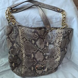 Michael Kors Brown Snake Print Shoulder Bag